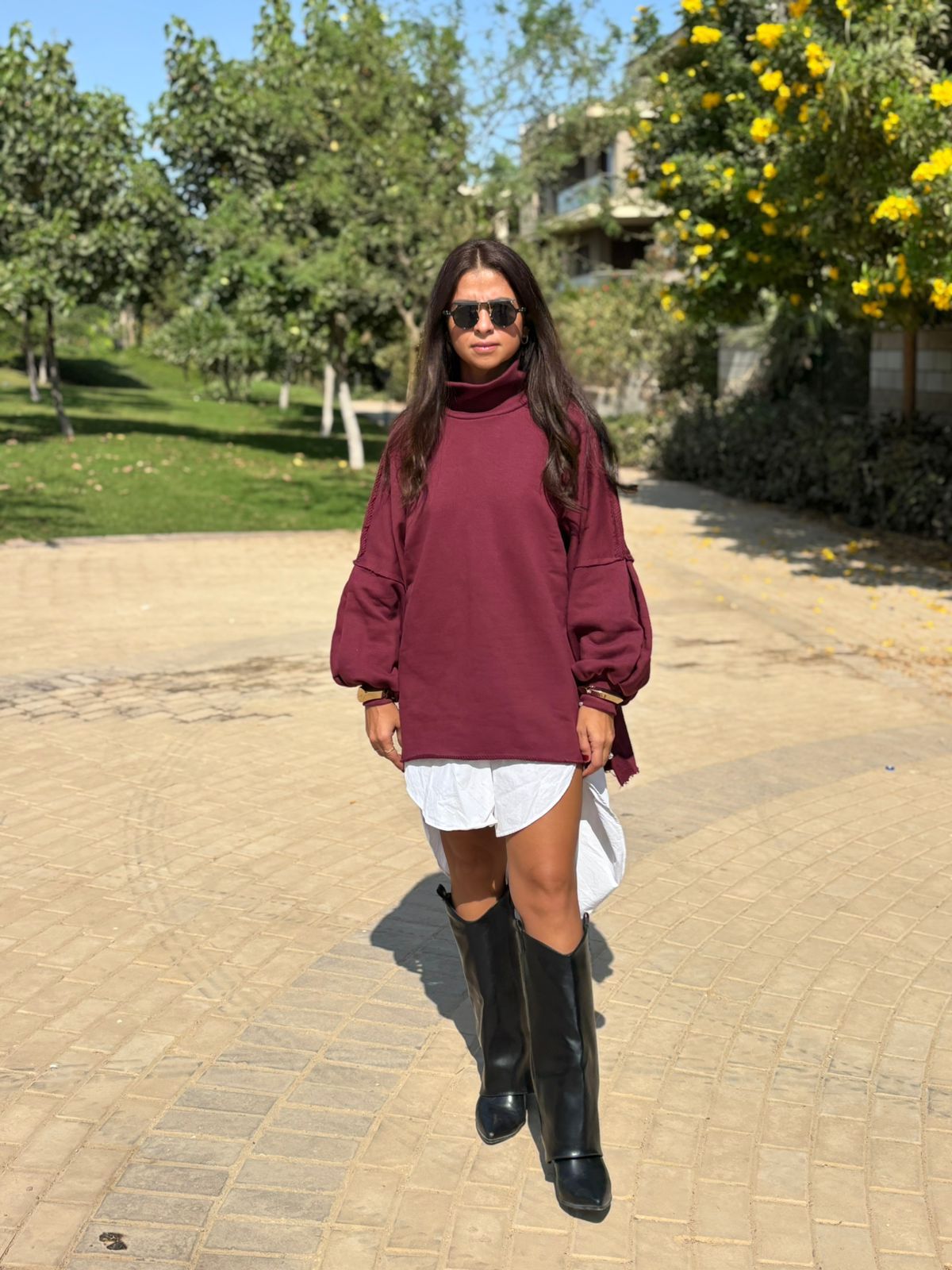 Burgundy long sweatshirt (one size)