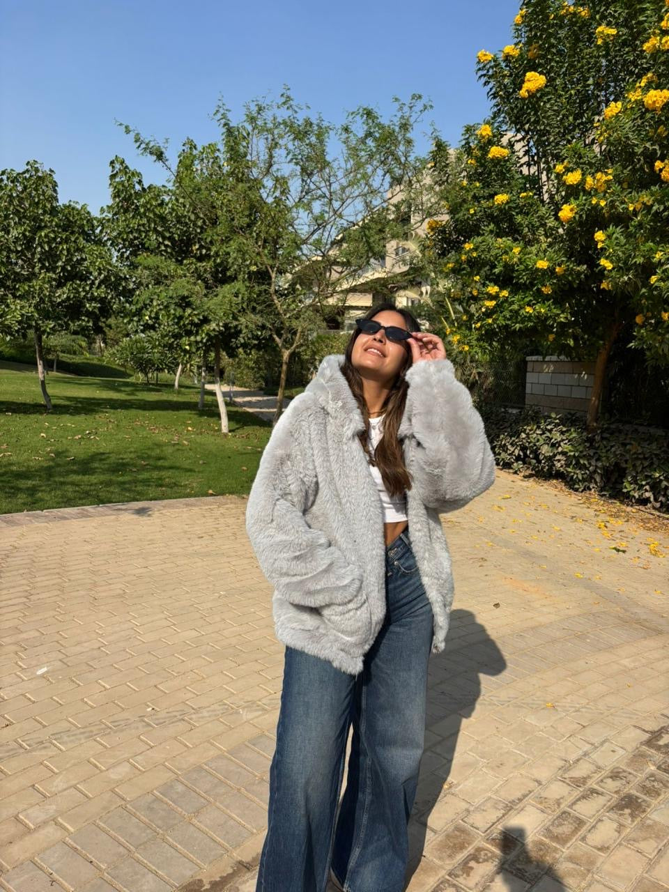 Grey fur jacket (one size)