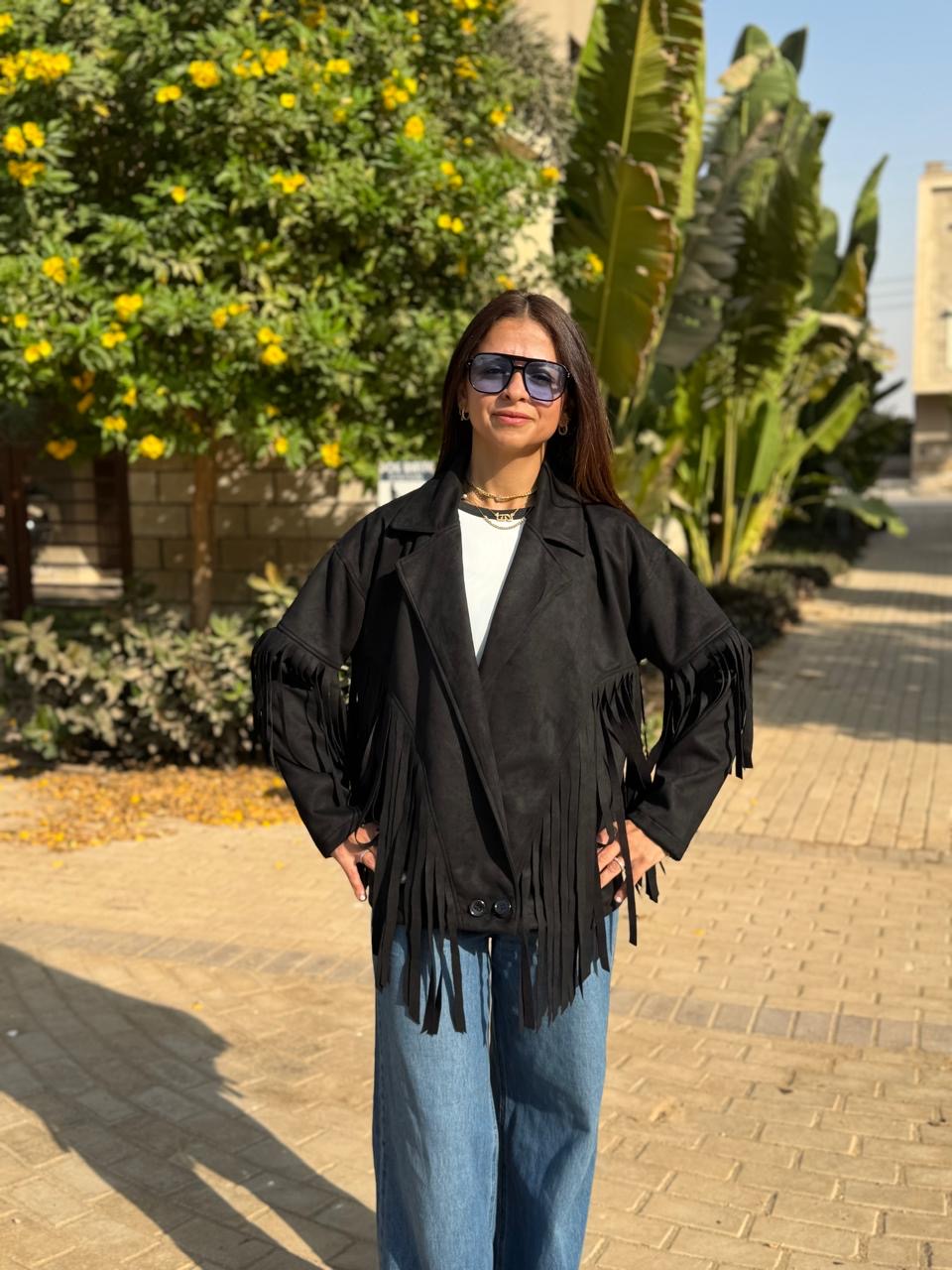 Black fringe jacket