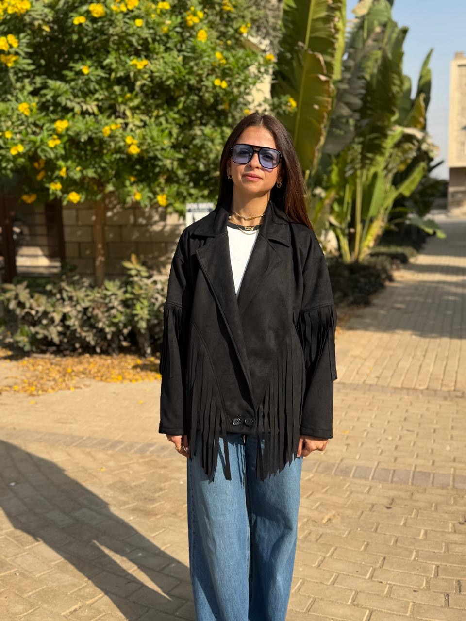 Black fringe jacket